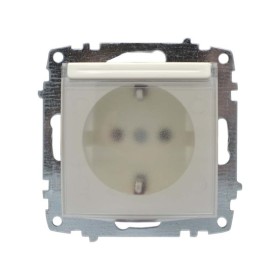 Розетка ELBI ZENA кремовая 1-я с заземлением с крышкой без рамки ( 609-010300-218 )