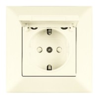 Розетка одинарна Meridian, з кришкою та заслінками, кремовий