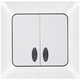 Вимикач 2-клавішний NE-AD ARAS 93-110-03-I з led-підсвіткою білий