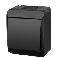 Вимикач накладний 1-клавішний чорний Elektro-Plast Hermes IP44, 0331-09
