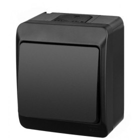 Вимикач накладний 1-клавішний чорний Elektro-Plast Hermes IP44, 0331-09