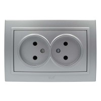 Розетка ELBI ZENA Silverline сірий металік 2-на без заземления ( 500-011000-908 )