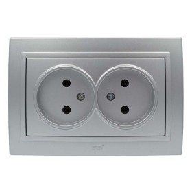 Розетка ELBI ZENA Silverline серый металлик 2-я без заземления ( 500-011000-908 )