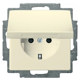 Розетка ABB Basic 55 20 EUK-92-507 с заземлением и крышкой (слоновая кость)