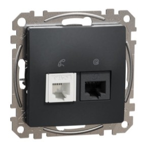 Телефонная/компьютерная розетка Schneider Electric Sedna Design & Elements RJ11+RJ45 кат. 6 UTP черная SDD114468