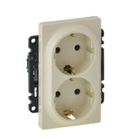 Механізм подвійної розетки із з/к (монтаж в однопостові коробки) Legrand Valena Life слонова кістка