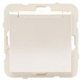 Одинарная розетка с крышкой Logus 20634 TPE 2P+Z Шуко 16А 250В (жемчуг)