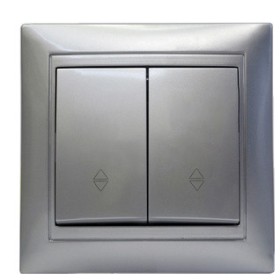 Подвійний прохідний вимикач Elcor Emily 9215 (211593) (сірий металік)