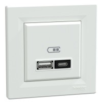 USB розетка Schneider Electric Asfora EPH2700521 тип A+C, 21Вт 3A белая