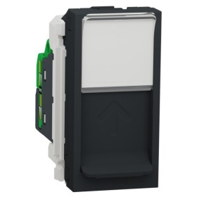 Одинарна комп'ютерна розетка Schneider Electric NU341054 RJ45 cat.5e UTP з полем для напису 1М (антрацит)