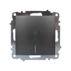 Выключатель ELBI ZENA Silverline черный металлик 1кл проходной с подсветкой без рамки ( 609-011100-210 )