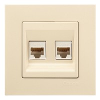 Розетка комп'ютерна подвійна (Cat 5e) Gunsan Eqona крем
