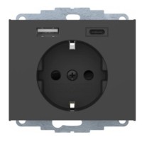 Розетка с з/к 16А/250В + 2хUSB A-С /3A Berker K.1 (антрацит)