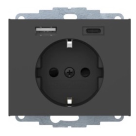 Розетка с з/к 16А/250В + 2хUSB A-С /3A Berker K.1 (антрацит)