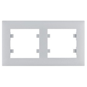 Горизонтальная двухместная рамка Hager WL5722 Lumina-Intense 2X (серебристая)