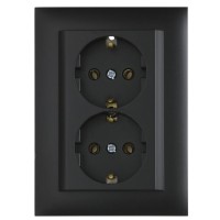 Двойная розетка Шуко Logus 90331 TPM 250В/16A (черная матовая)