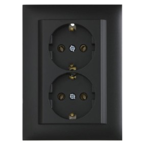 Двойная розетка Шуко Logus 90331 TPM 250В/16A (черная матовая)