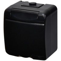 Розетка одноместная Eti Hermetics RHE-1s-BL с з/к IP54 черная/черная крышка (4668093)