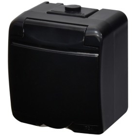 Розетка одноместная Eti Hermetics RHE-1s-BL с з/к IP54 черная/черная крышка (4668093)