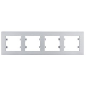 Горизонтальная четырехместная рамка Hager WL5742 Lumina-Intense 4X (серебристая)