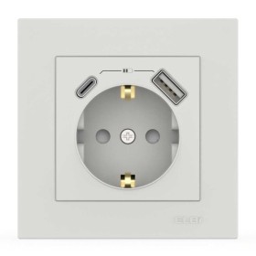 Розетка EL-BI VEGA белый мат 1-я с заземлением + 2USB (Type C+A) 2A ( 510-016200-334 )