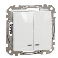 Двоклавішний вимикач Schneider Electric Sedna Design & Elements з підсвіткою білий SDD111105L