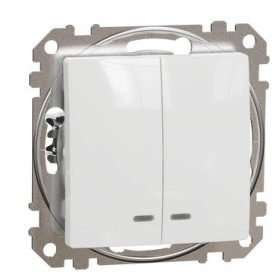 Двоклавішний вимикач Schneider Electric Sedna Design & Elements з підсвіткою білий SDD111105L