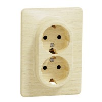 Подвійна розетка Schneider Electric Sedna Elements з заземленням та шторками береза SDD380221