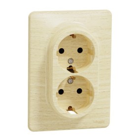 Двойная розетка Schneider Electric Sedna Elements с заземлением и шторками береза SDD380221