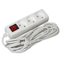 Удлинитель UEC STANDART П03В 3 места 2Р/5м. 2х0.75 10А/250 с выключателем