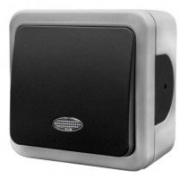 Накладной проходной выключатель NE-AD MULTIMA 92-52-05-I с led-подсветкой серый