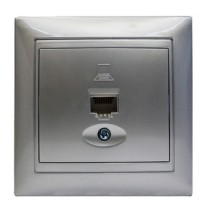 Компьютерная розетка Elcor Emily 9215 (211584) RJ45 Cat5e 125 МГц неэкранированная (серый металлик)