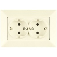 Розетка двойная Meridian, кремовый