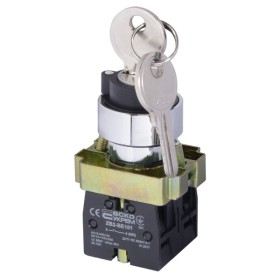 Кнопка поворотная 3-позиционная Аско-Укрем XB2-BG33 (I-0-II) с ключом(A0140010010)