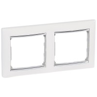Рамка двойная Valena горизонтальная белая/серебро