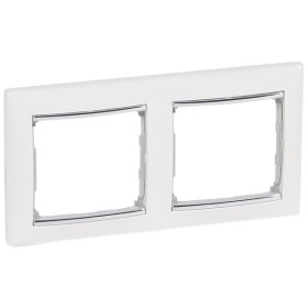 Рамка двойная Valena горизонтальная белая/серебро