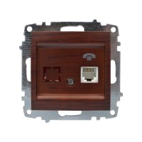Розетка ELBI ZENA Woodline красное дерево 1-я телефонная без рамки ( 609-012900-221 )