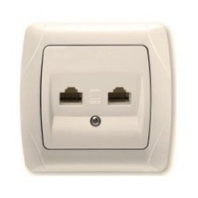 Розетка комп'ютерна подвійна (2хRJ45 Cat5e), кремова VIKO Carmen арт. 90562034