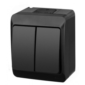 Вимикач накладний 2-клавішний чорний Elektro-Plast Hermes IP44, 0332-09