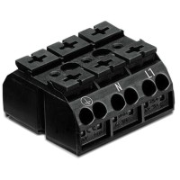 Клема самозатискна З-х полюсна PE-N-L1 на 12 проводів WAGO 862-1503 32А 4мм чорна