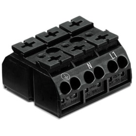 Клема самозатискна З-х полюсна PE-N-L1 на 12 проводів WAGO 862-1503 32А 4мм чорна