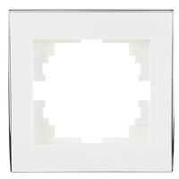 Одинарная рамка Lezard Rain (703-0225-146) с боковой вставкой хром (белая)