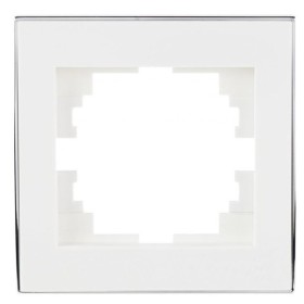 Одинарная рамка Lezard Rain (703-0225-146) с боковой вставкой хром (белая)