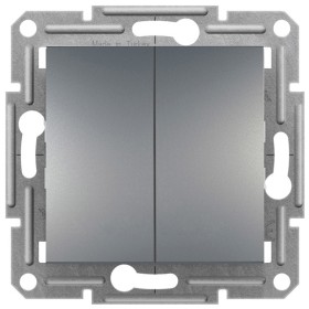 Двоклавішний кнопковий вимикач Schneider Electric Asfora EPH1100162 (сталь)