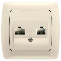Розетка компьютерная-телефонная (RJ45 - RJ11) кремовая Carmen