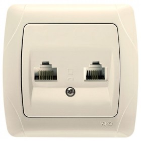 Розетка комп'ютерна телефонна (RJ45 - RJ11) кремова Carmen