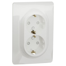 Двойная розетка Schneider Electric NU206718 (винтовой зажим) (алюминий)