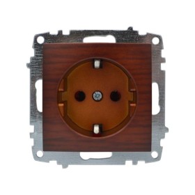 Розетка ELBI ZENA Woodline красное дерево 1-я с заземлением без рамки ( 609-012900-217 )
