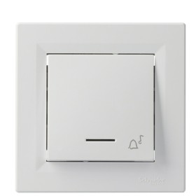 Выключатель кнопочный «Звонок» белый Asfora, EPH1700121