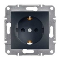 Розетка одинарна із защ.шторками без рамки антрацит Asfora, EPH2900271